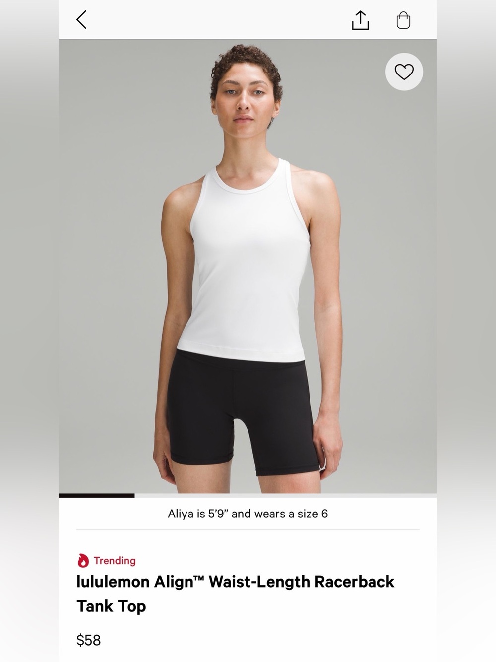 NWT: lululemon athletica Align Waist-Length Racerback Tank Top — White